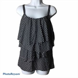 Coco Reef Polka Dot Ruffle Tiered Tankini Top